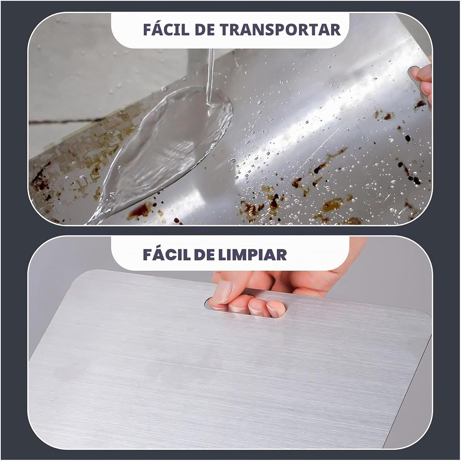 Juego de tablas de cortar de acero inoxidable 304, tablas de cortar...