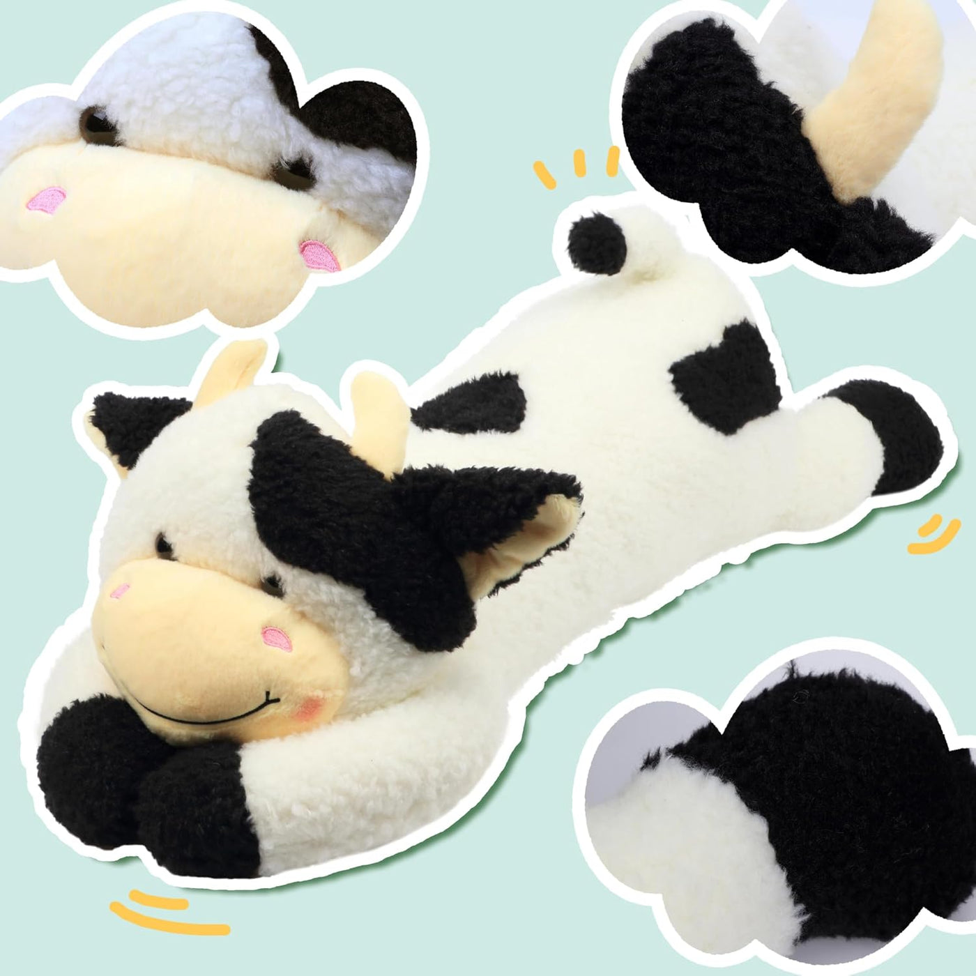 Easfan Vaca acostada de peluche grande para abrazar, juguete de alm...