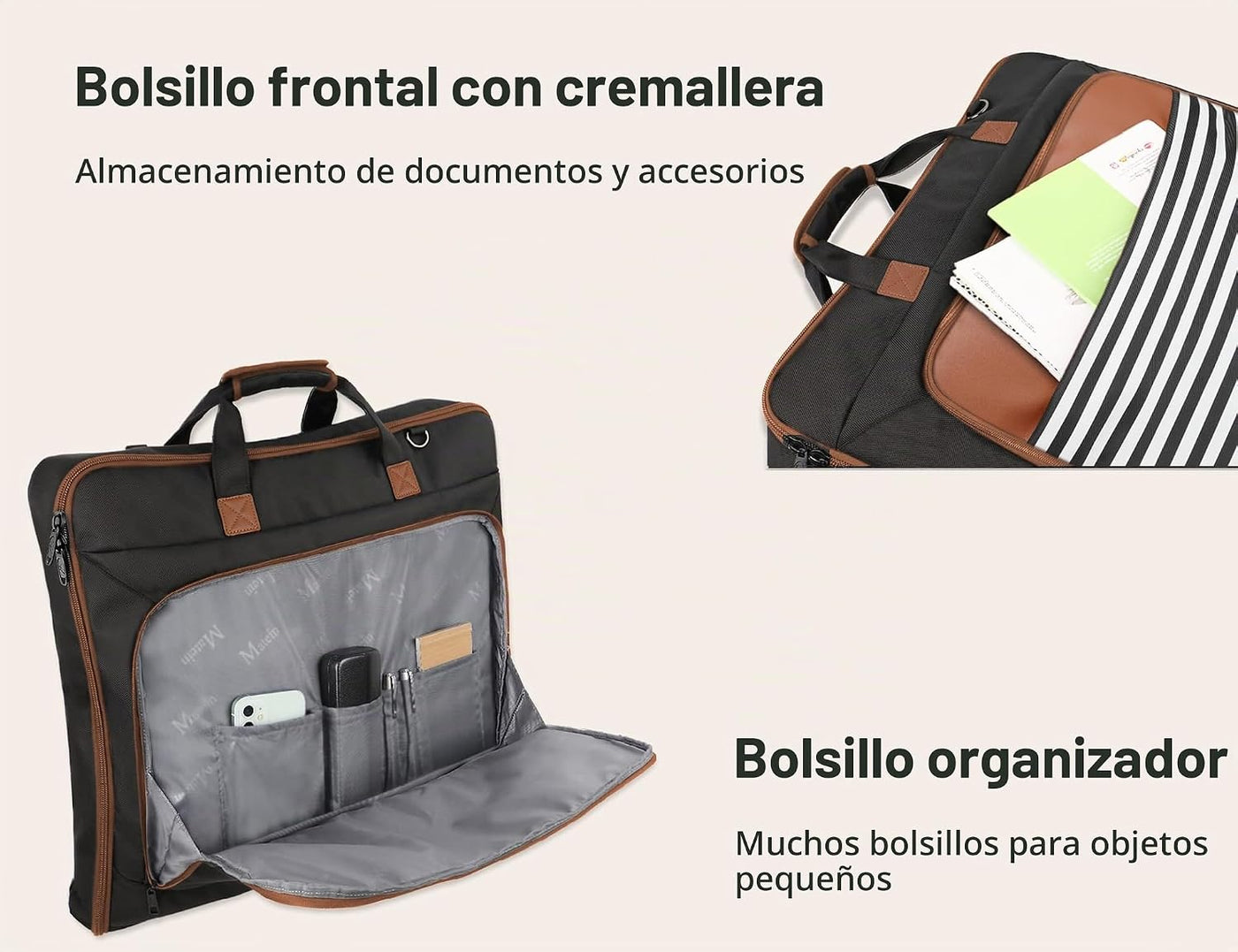 MATEIN Bolsa de traje para llevar en cabina, bolsa de traje con cor...