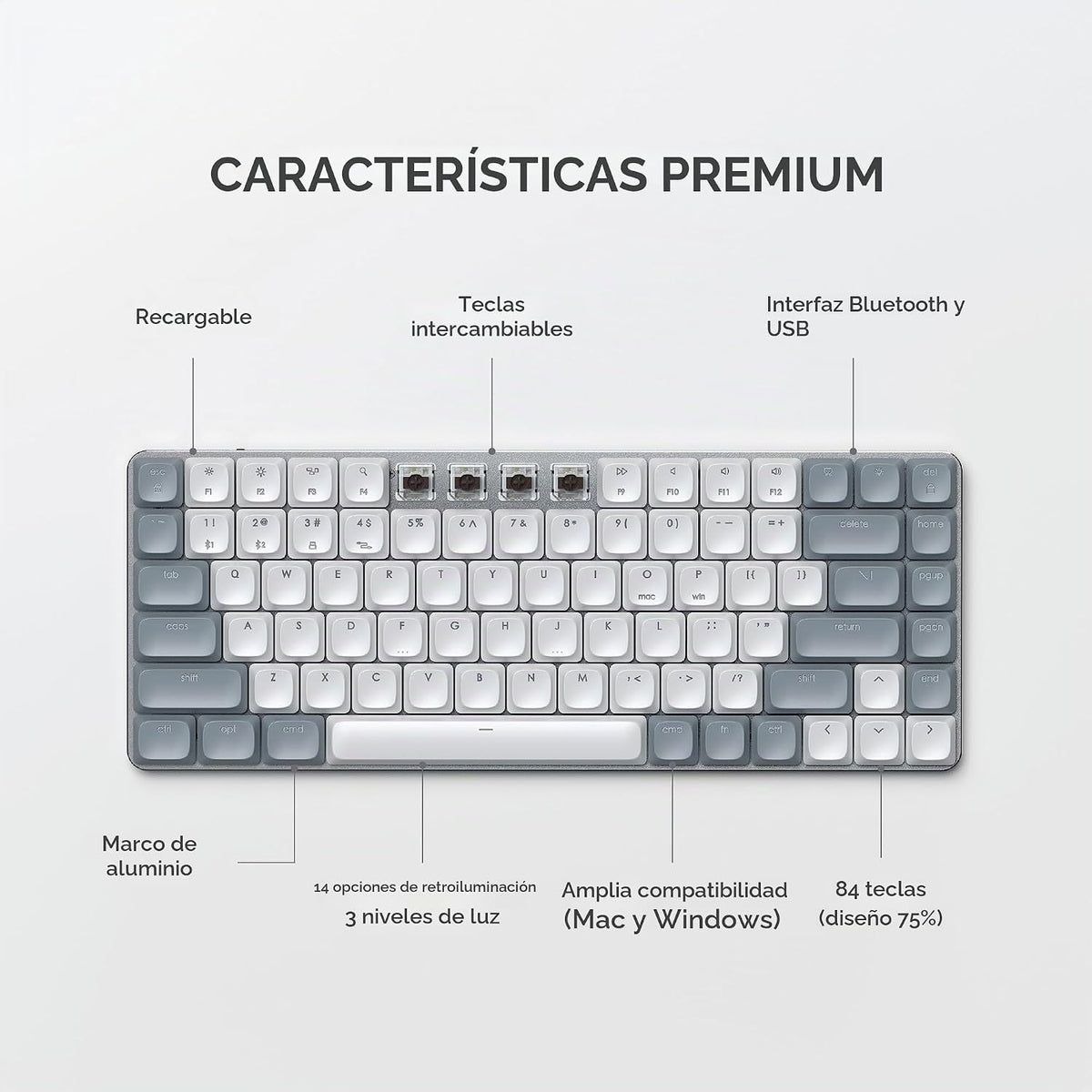 Satechi SM1 - Teclado mecánico 75% para Mac y Windows, teclado Blue...