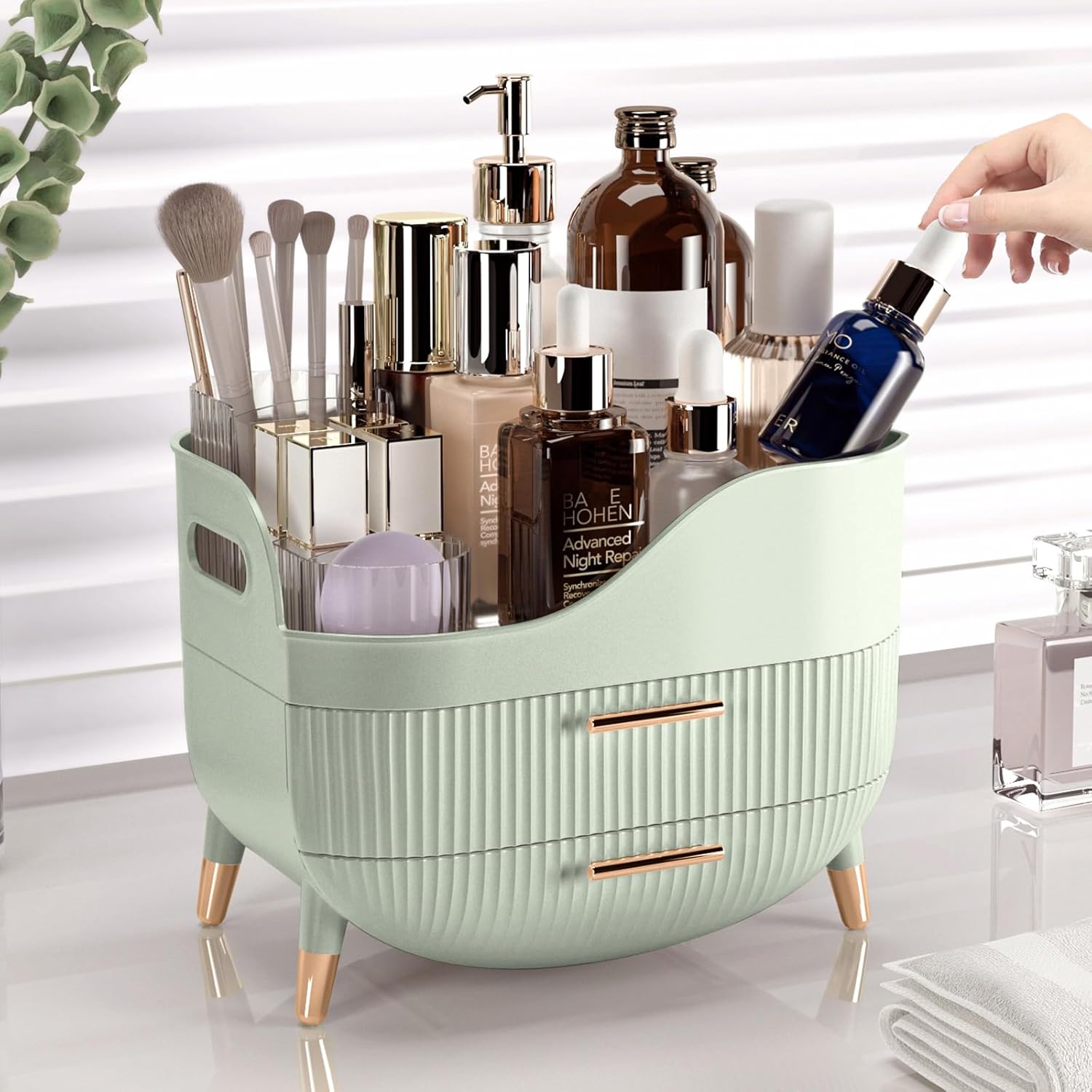 Pajiriona Organizador de maquillaje con cajones, organizador de cui...