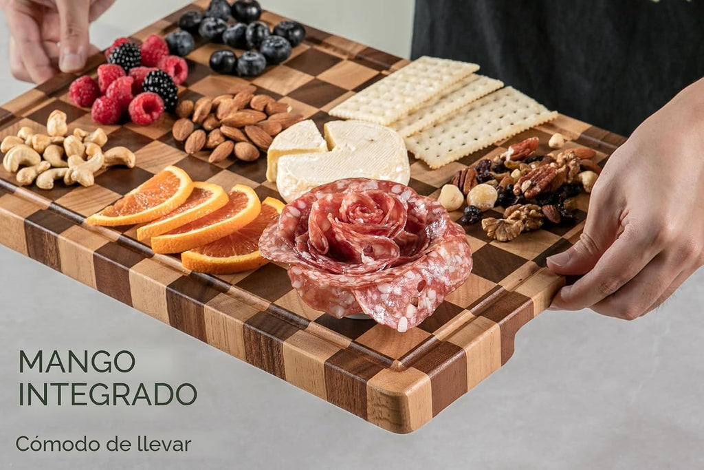 THETCHRY Tablas de cortar para cocina, tabla de cortar de madera a...