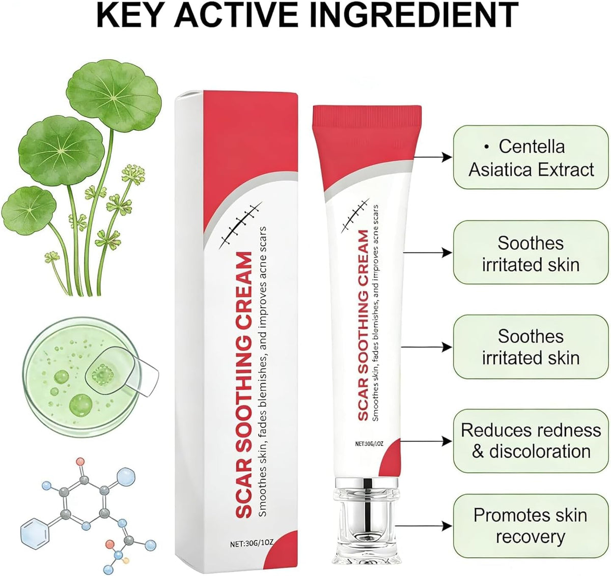 CleJoy Crema Calmante para Cicatrices y Crema Suavizante para Cicat...
