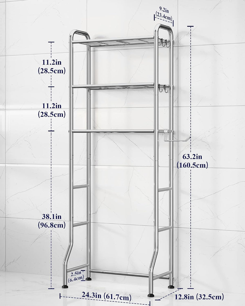 Kitsure Estante de almacenamiento sobre el inodoro, 63.2 pulgadas d...