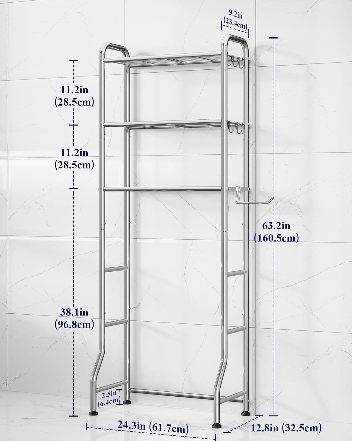 Kitsure Estante de almacenamiento sobre el inodoro, 63.2 pulgadas d...