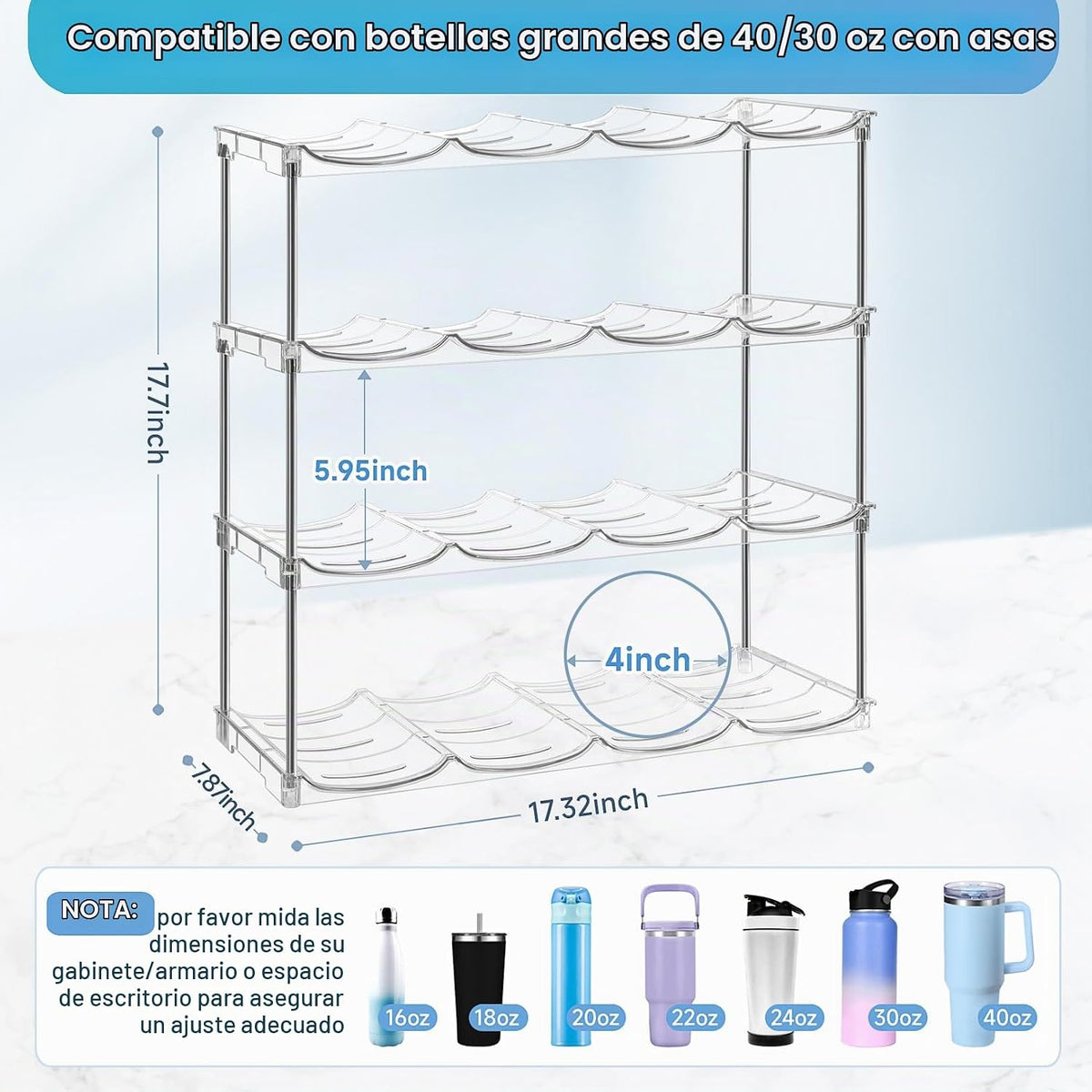 Organizador de Botellas de Agua Más Grande para Vaso Stanley de 40...
