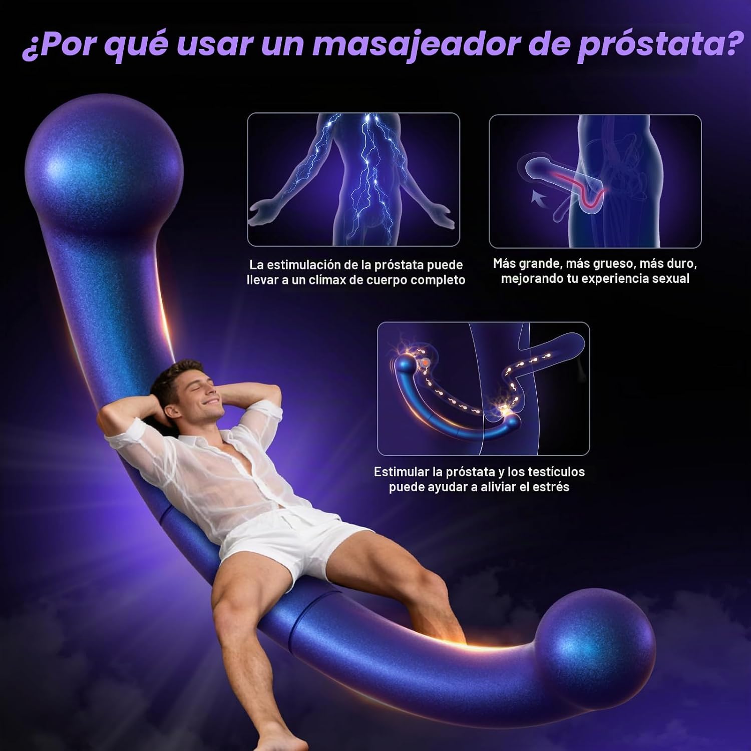 BEISAR Masajeador de próstata vibratorio, tapón anal, juguetes sexu...