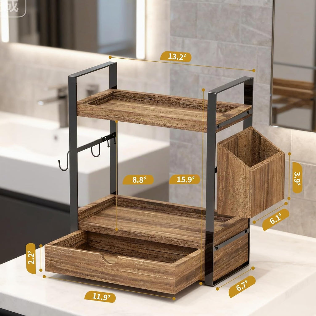 Organizador de encimera de baño con 2 cansancios, organizador de en...