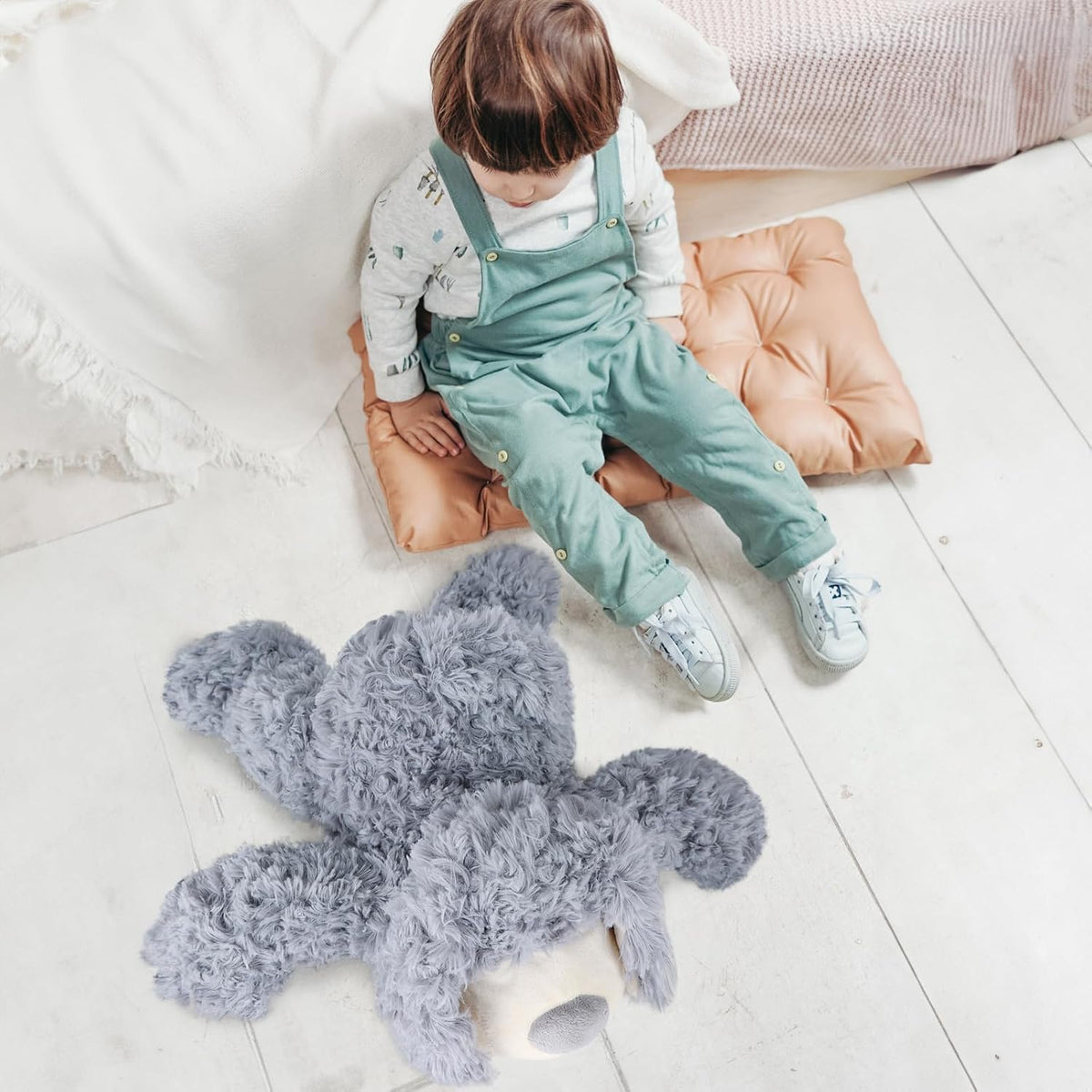 WEIGEDU Peluche de Cachorro Perro Gris Sonriente - Juguetes de Pelu...