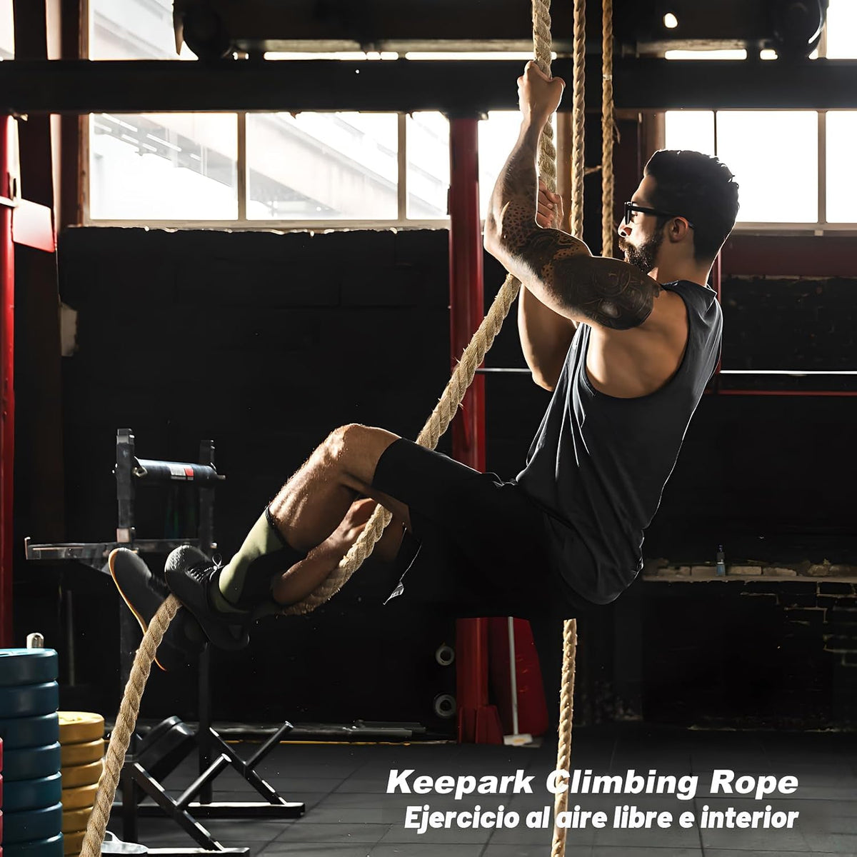 Cuerda de escalada Cuerdas de ejercicio para gimnasio - 1.5 pulgada...