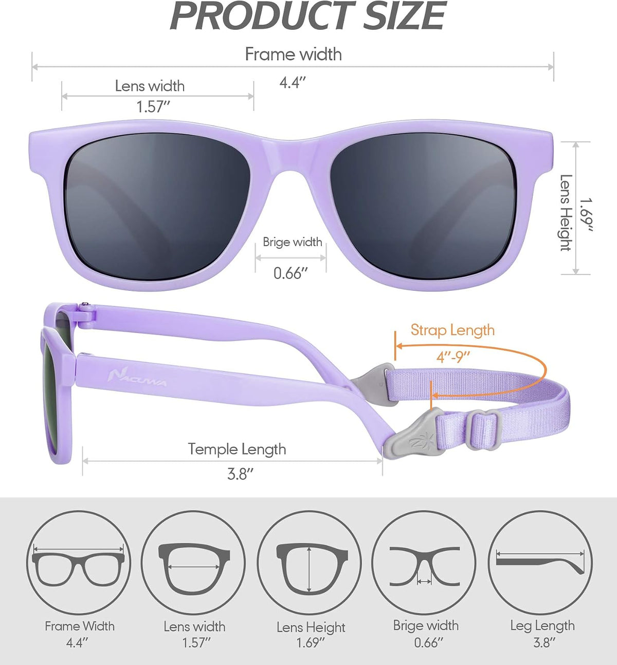 Nacuwa Gafas de sol para bebé, 100% a prueba de rayos UV, para bebé...