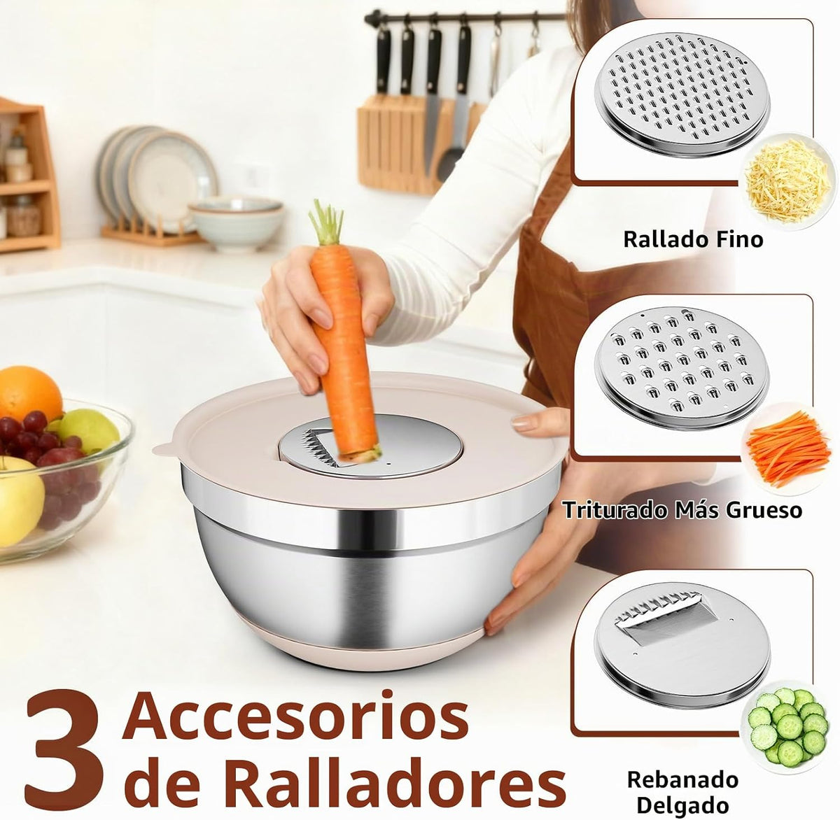 Hybemmy Paquete de 9 tazones para mezclar con tapas herméticas, cue...