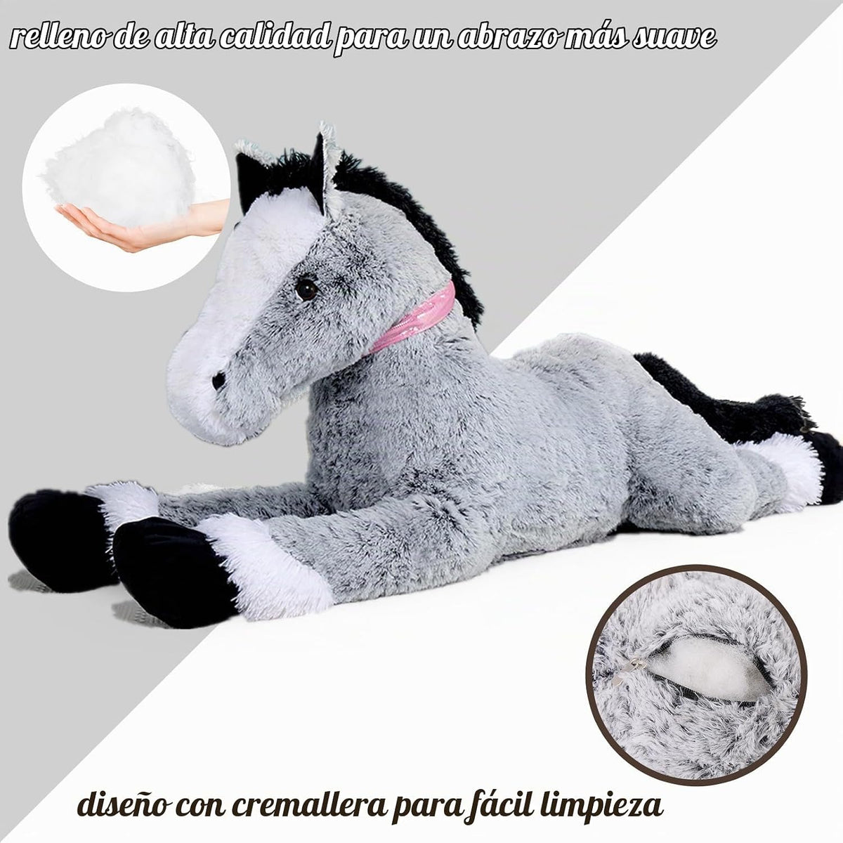 Tezituor Almohadón de cuerpo de pony de peluche gigante de 47 pulga...