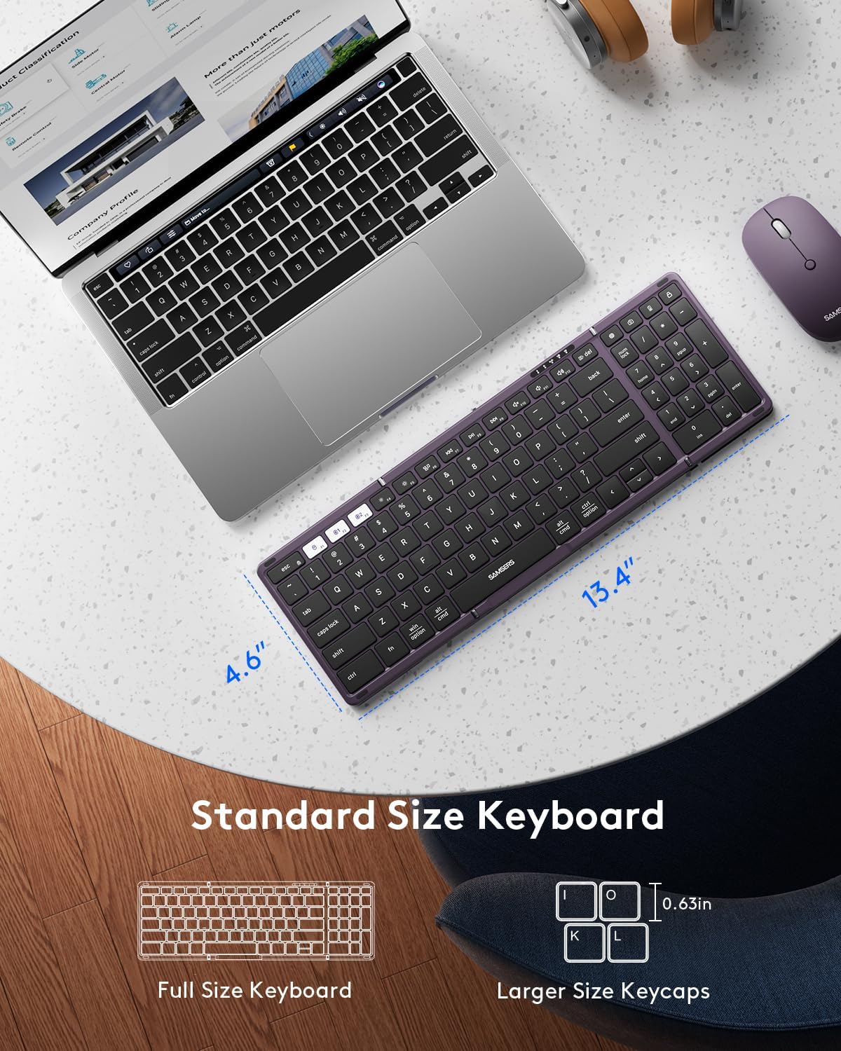 Samsers - Teclado y mouse plegables, combo de teclado Bluetooth ple...