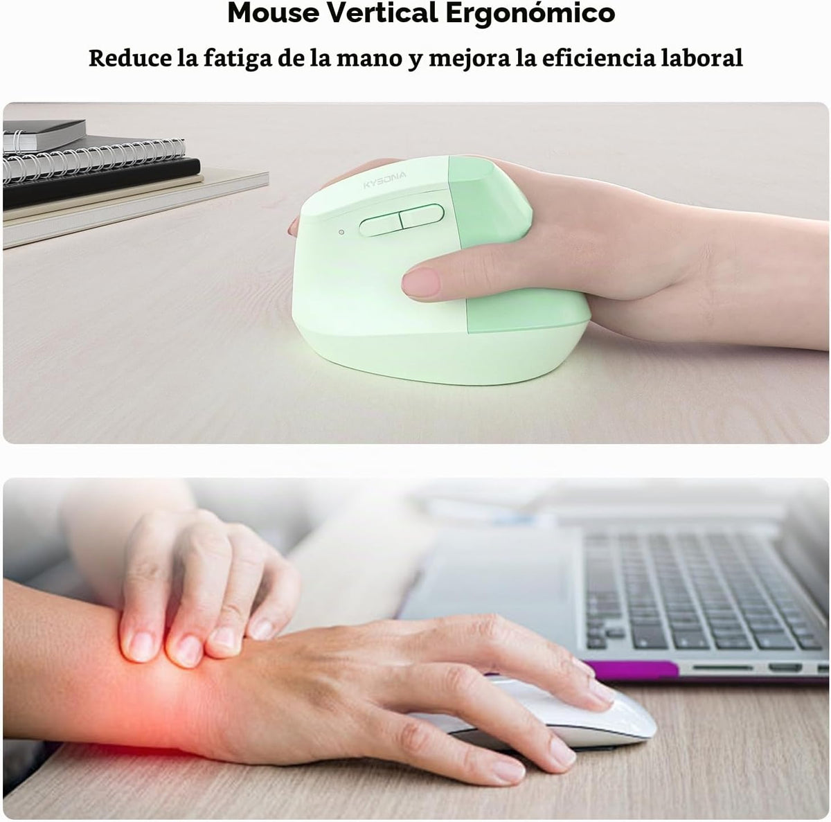 KYSONA EM18 Ratón vertical ergonómico inalámbrico, diseño Ergo, mou...
