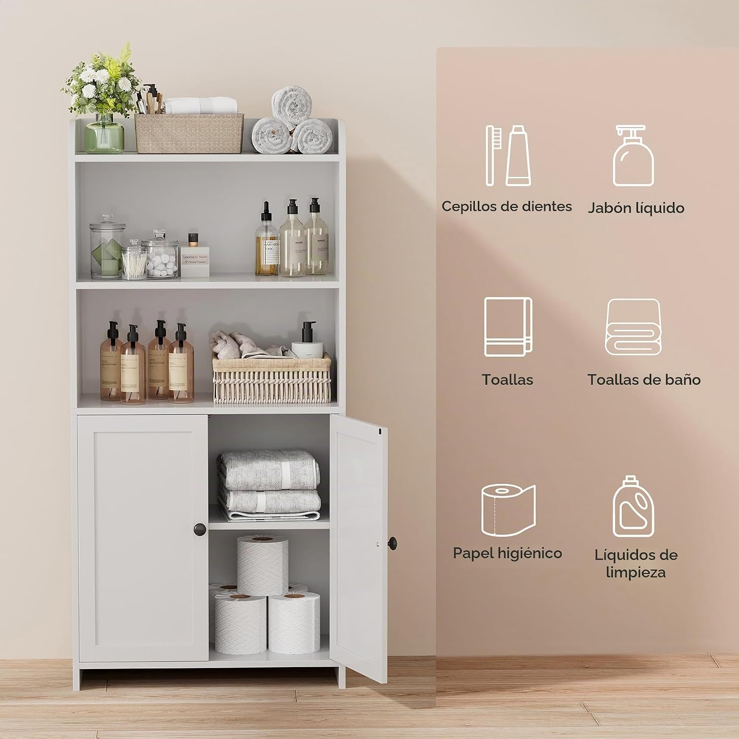 Homhedy Armario de almacenamiento de baño pequeño, almacenamiento i...