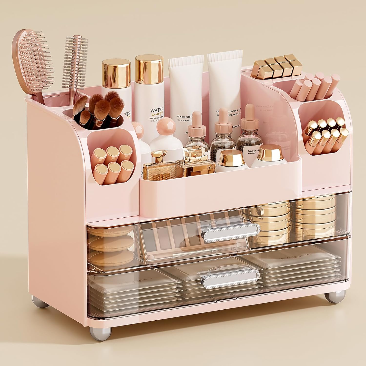 UFORU Organizador de maquillaje para tocador con 2 cajones grandes,...