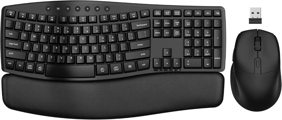 Combinación de teclado y mouse inalámbricos, modo dual Bluetooth\/2...