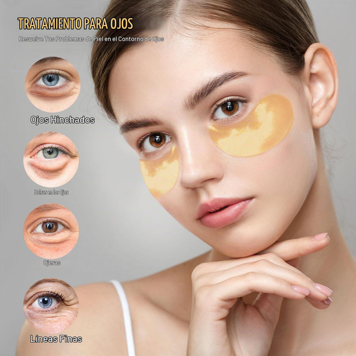 Enaskin Naturals Parches para debajo de los ojos de oro de 24 quila...