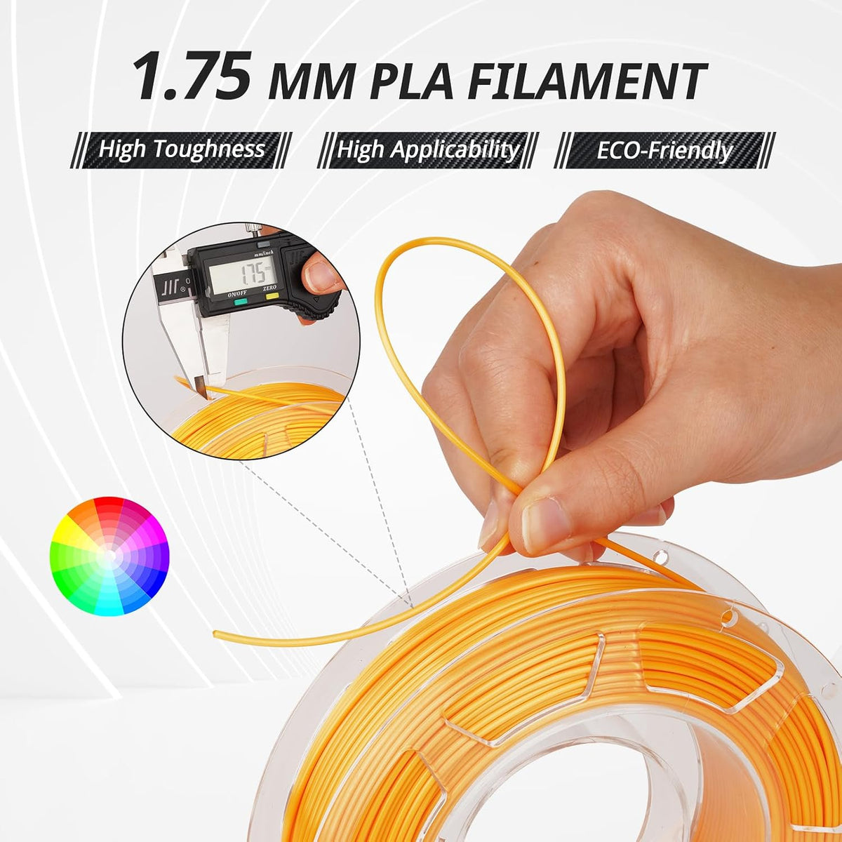 AMOLEN Filamento PLA para impresora 3D de 0.07 in, paquete de filam...