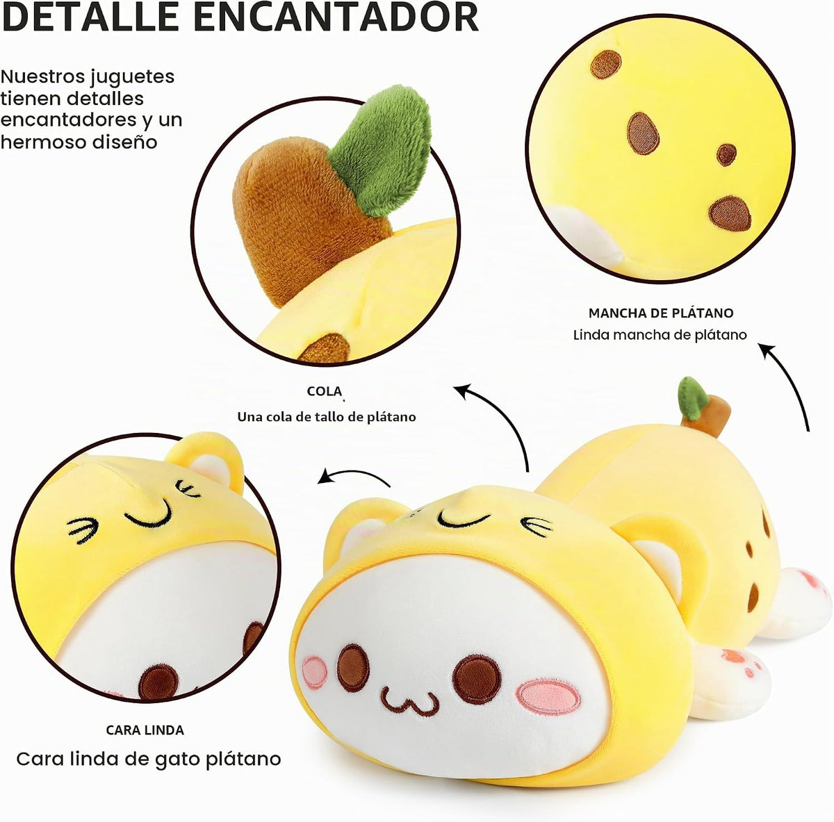 Onsoyours - Lindo gatito plátano gato de peluche juguete de peluche...