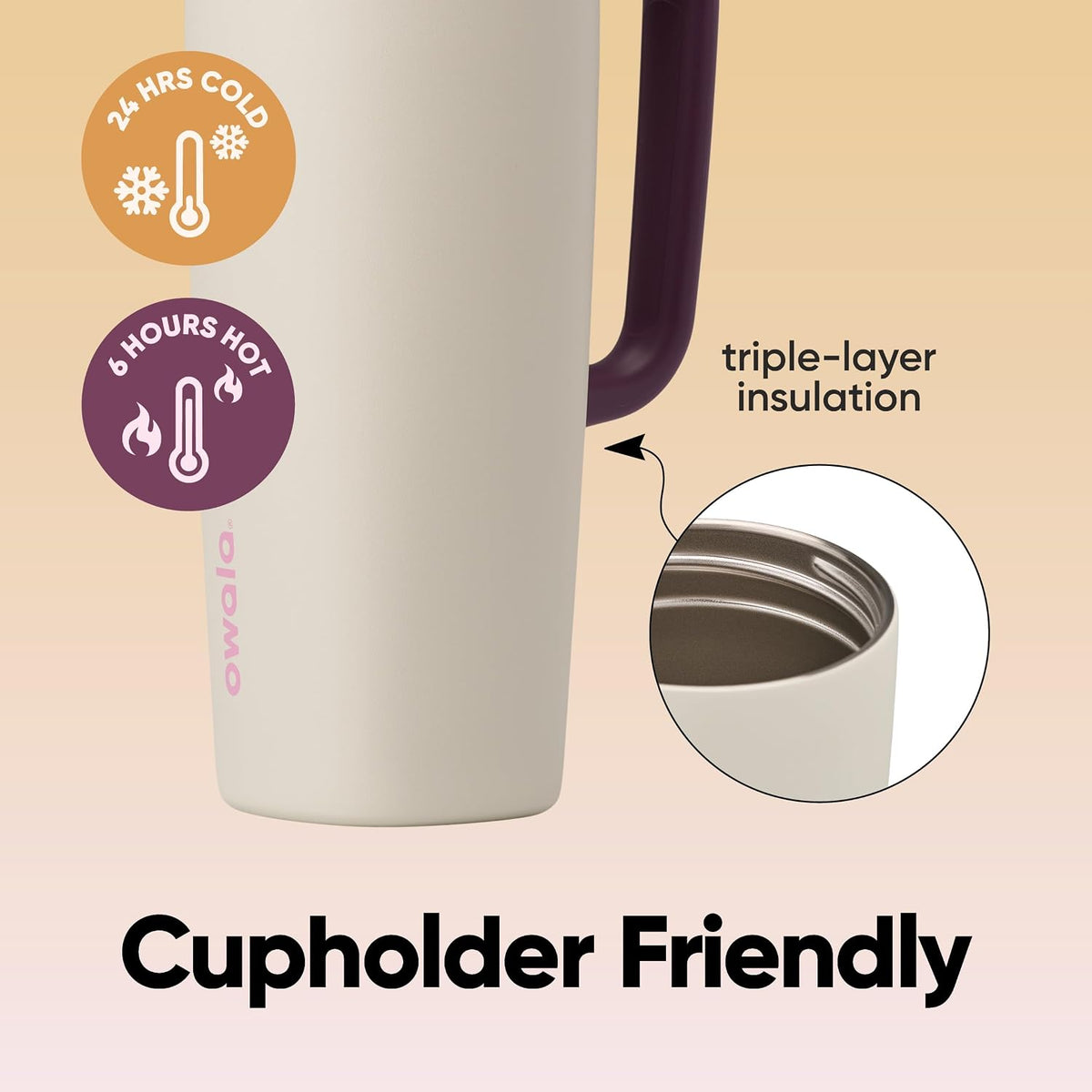 Owala SmoothSip Slider - Taza de viaje aislada de acero inoxidable...