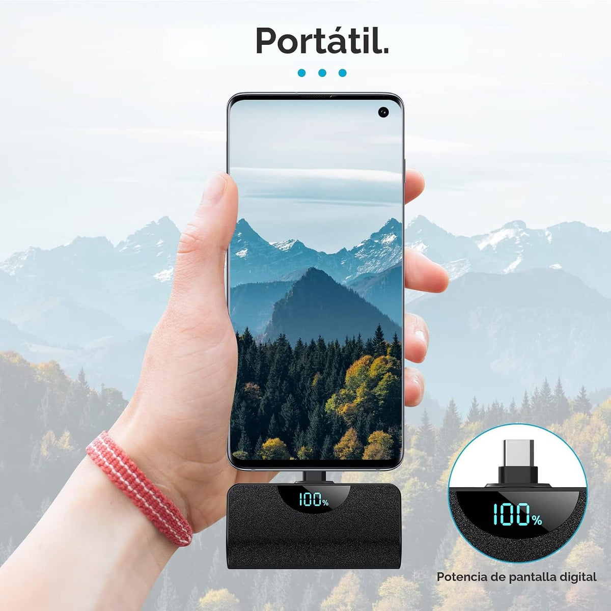 HETP Mini cargador portátil USB C, batería de carga rápida mejorada...