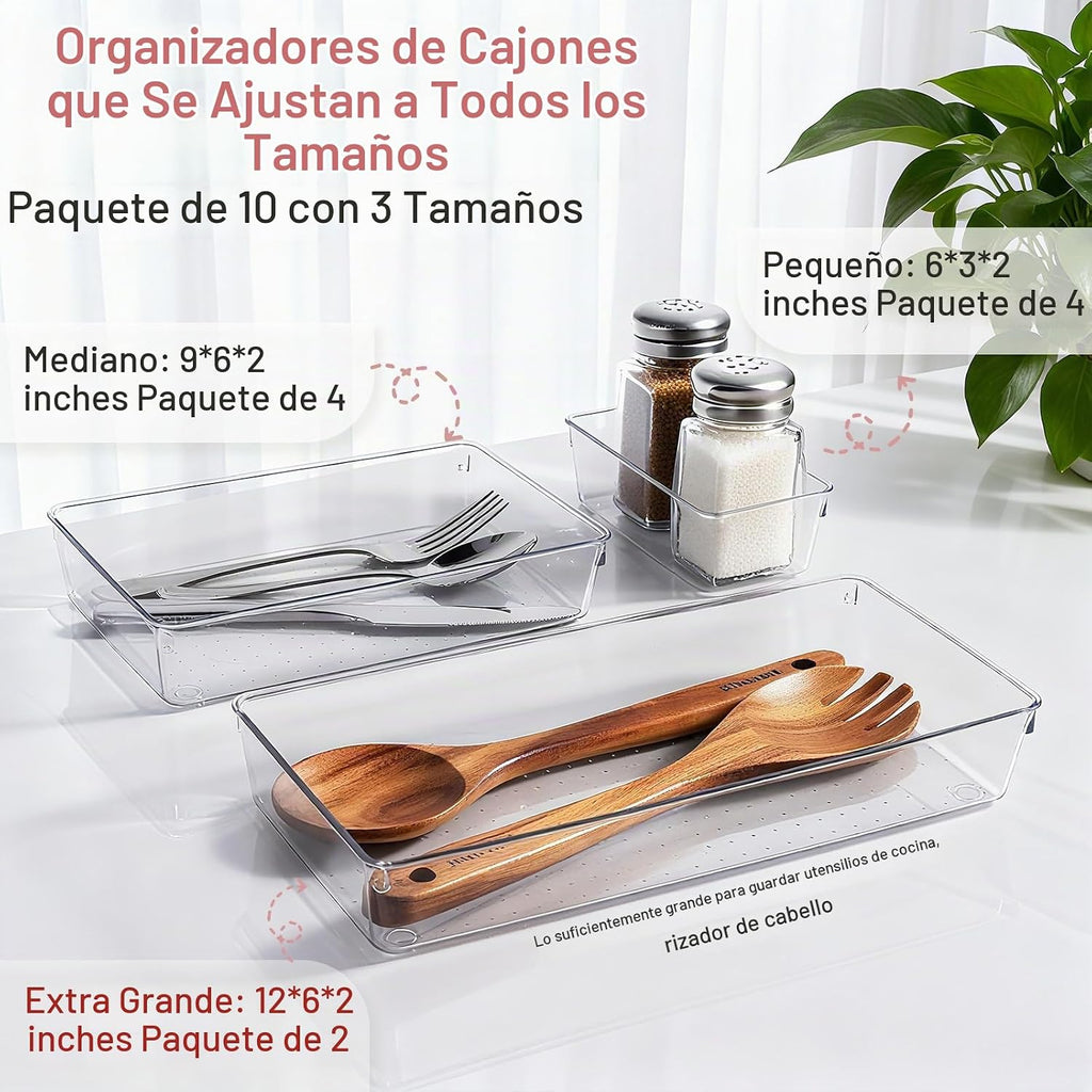CHOWAY - Paquete de 10 bandejas organizadoras grandes transparentes...