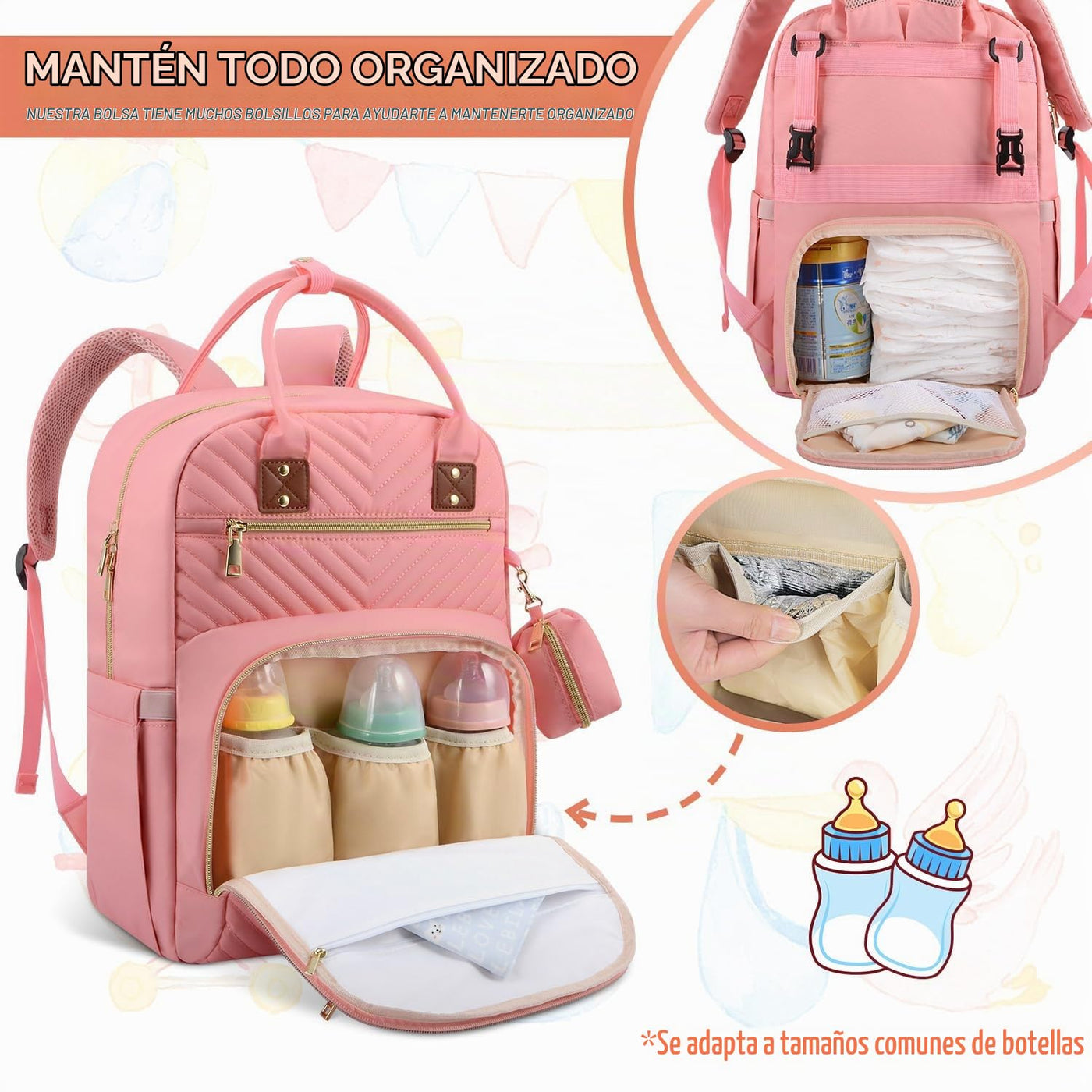 Tenot Mochila para pañales de bebé, bolsas de pañales de viaje para...