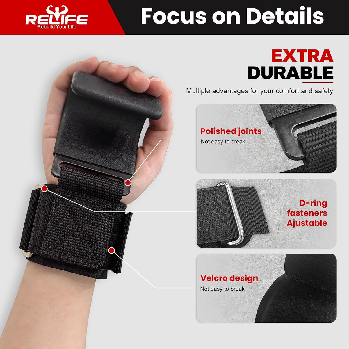 RELIFE REBUILD YOUR LIFE Ganchos de levantamiento para hombres y mu...