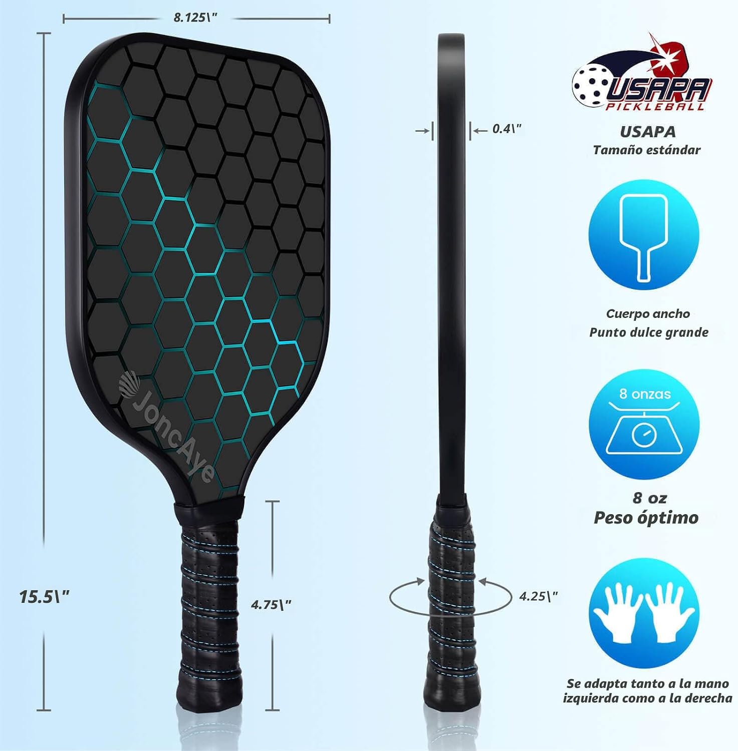 JoncAye Juego de 4 o 2 paletas de Pickleball, raquetas de fibra de...