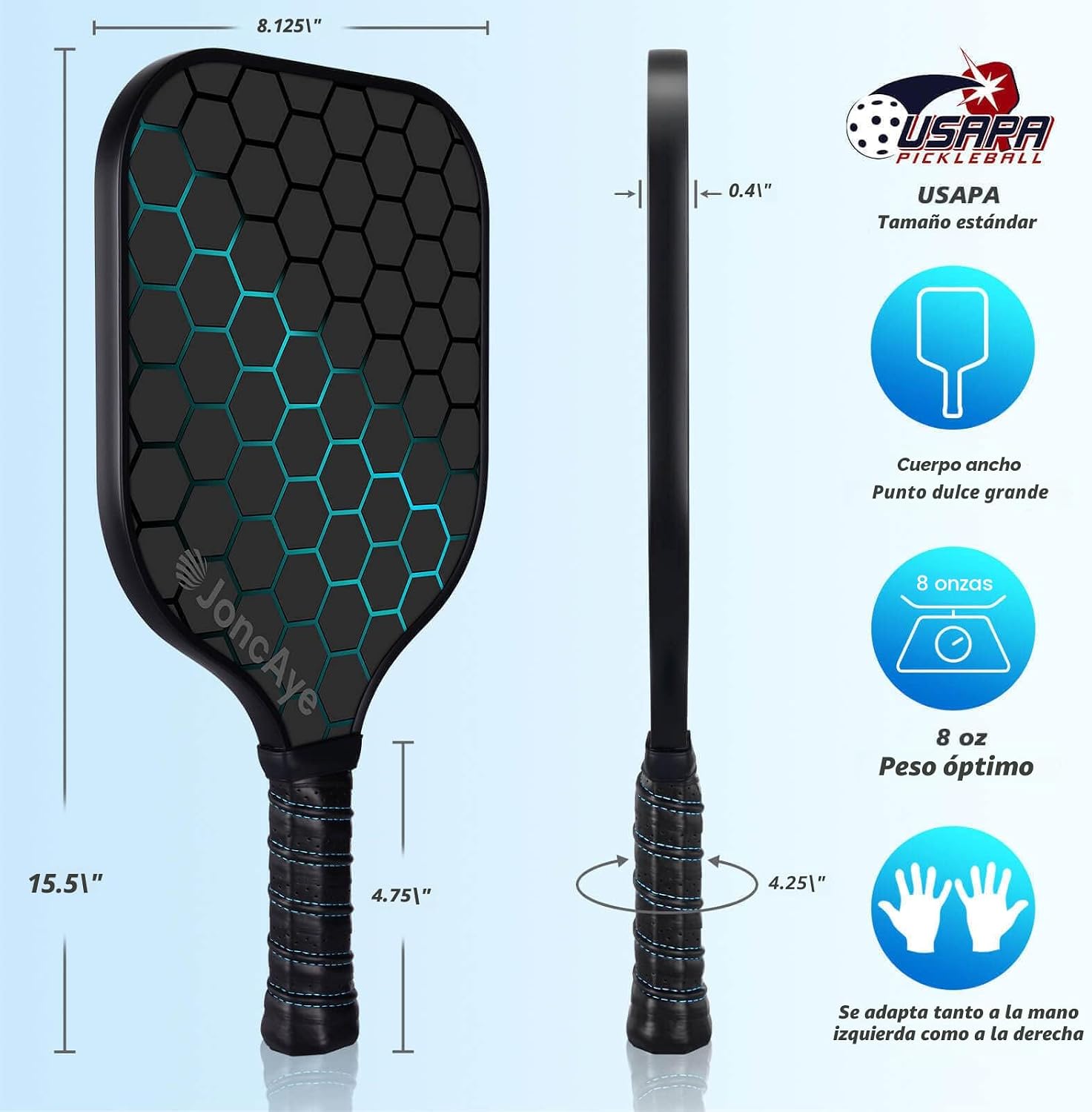 JoncAye Juego de 4 o 2 paletas de Pickleball, raquetas de fibra de...