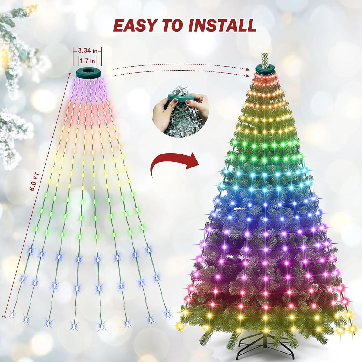 Luces inteligentes para árbol de Navidad, 400 luces LED con control...