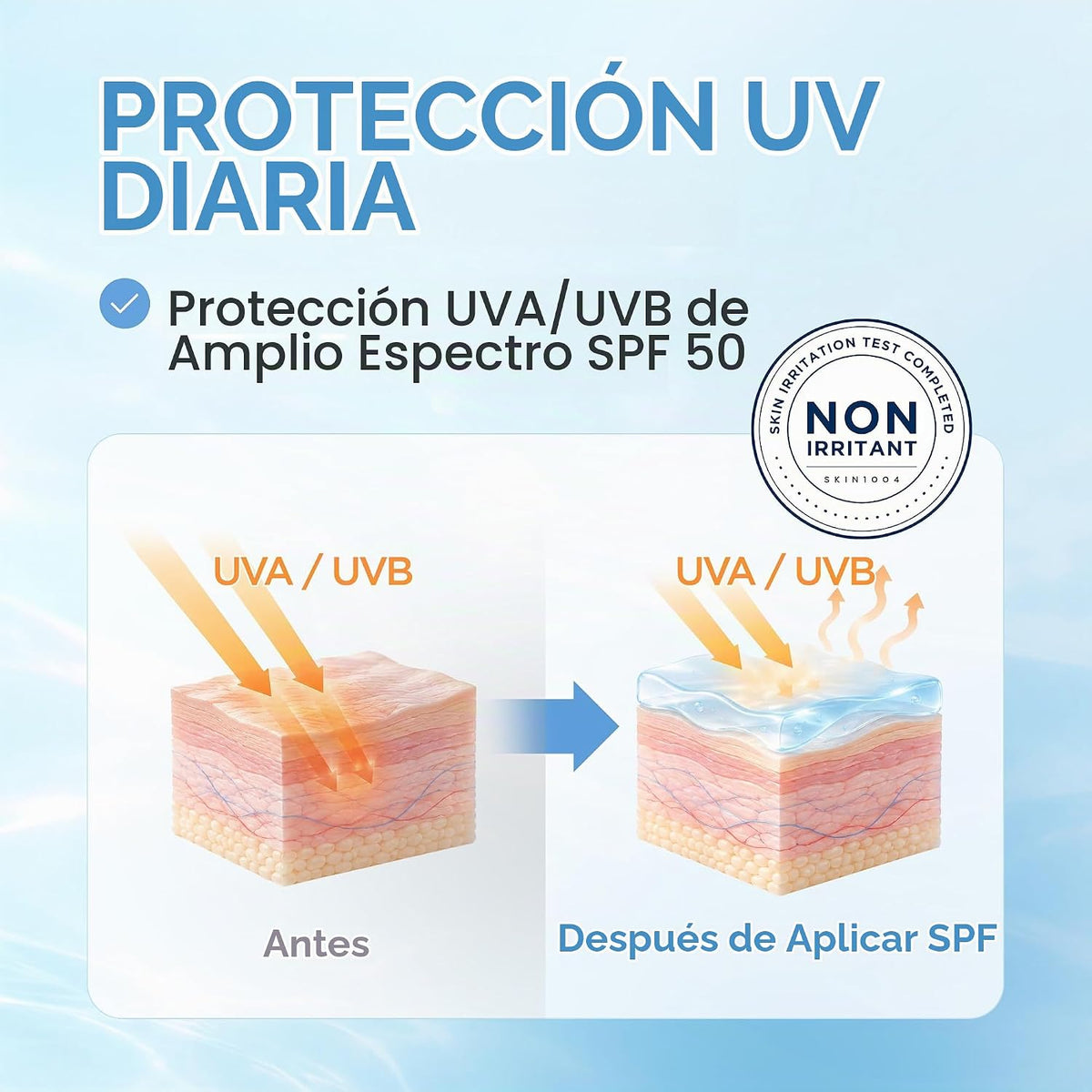 SKIN1004 Hyalu-Cica Water-Fit Sun Serum UV, protector solar SPF 50,...