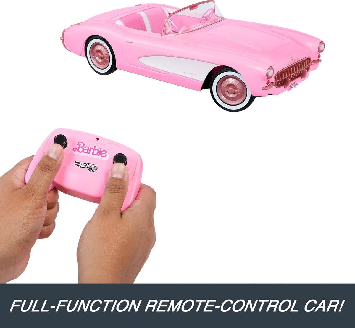 Hot Wheels Barbie RC Corvette de la película, coche de juguete con...