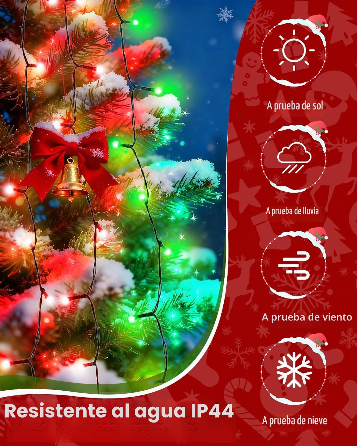 Luces para árbol de Navidad para interiores con control de voz y co...