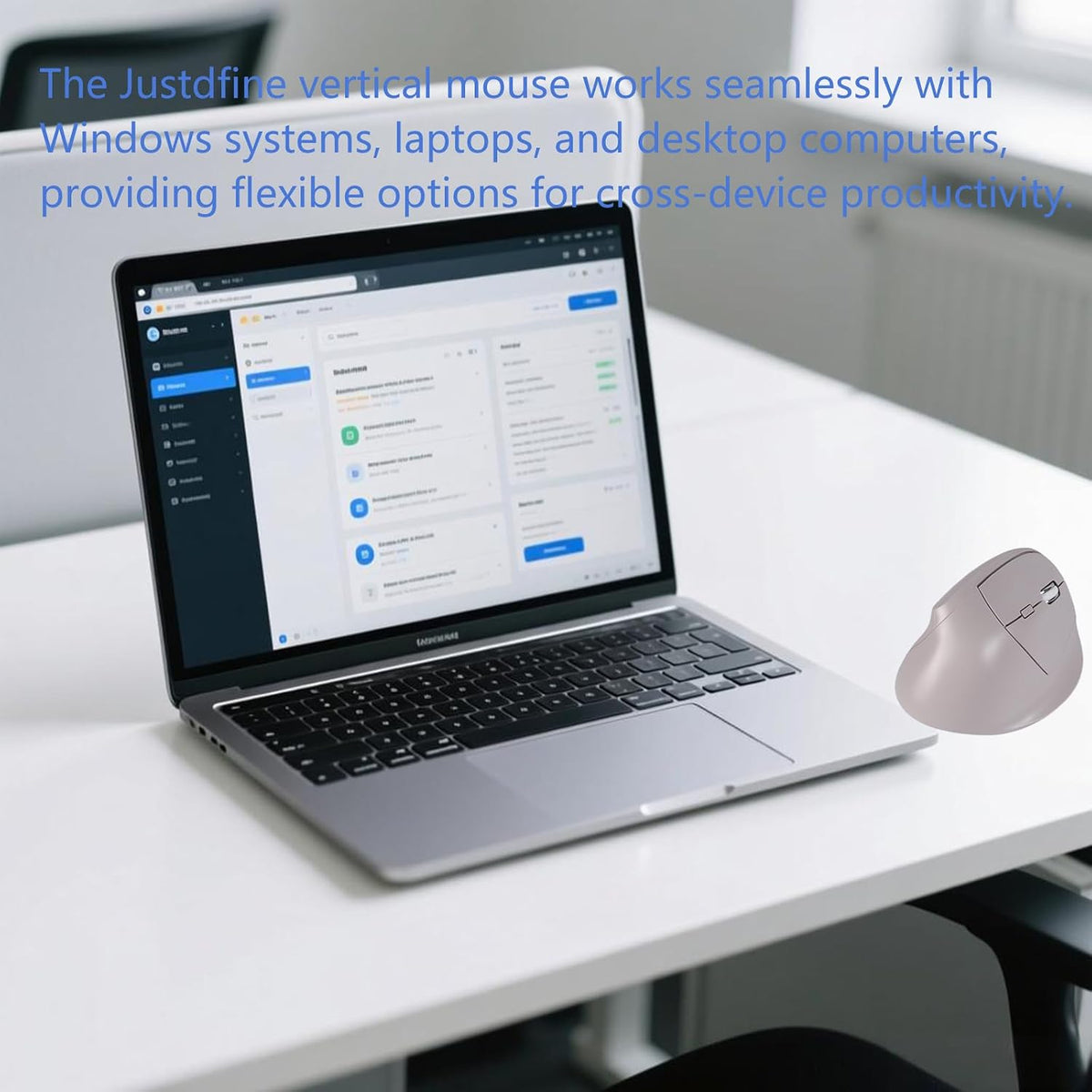 Justdfine Ratón vertical ergonómico inalámbrico, clics silenciosos,...