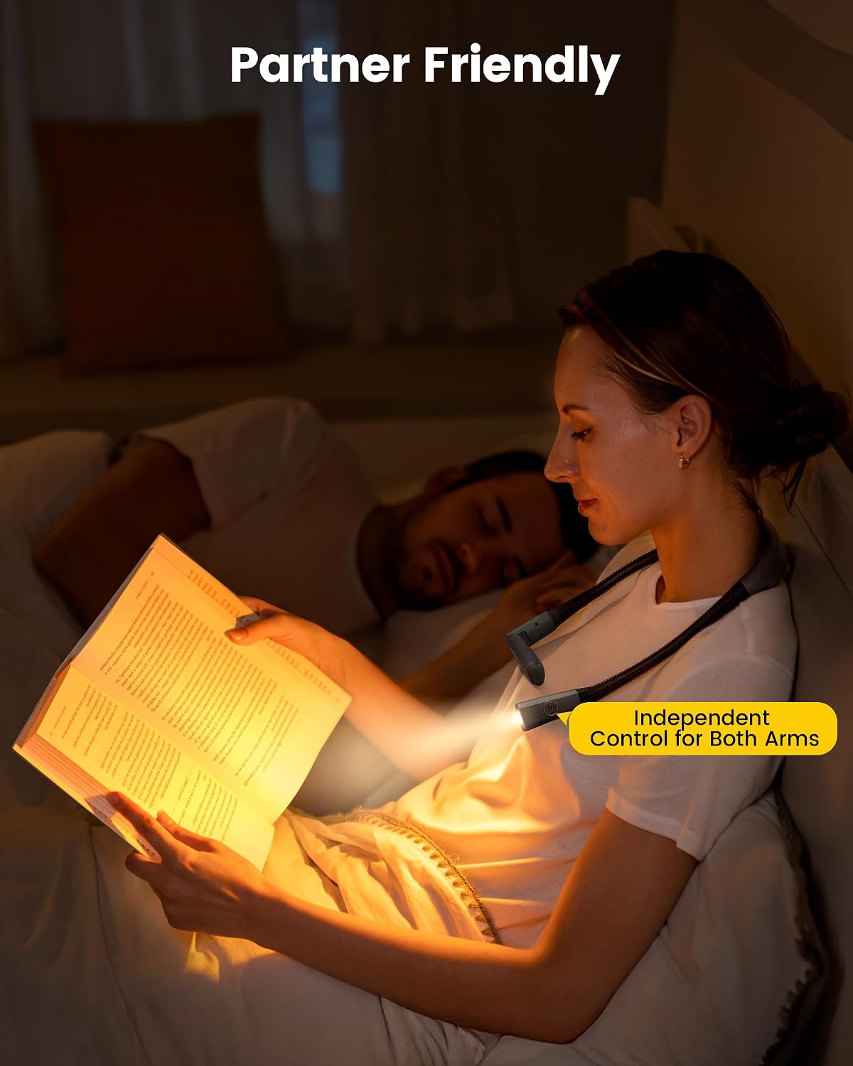 Glocusent Luz de libro recargable por USB, luz de lectura LED portá...