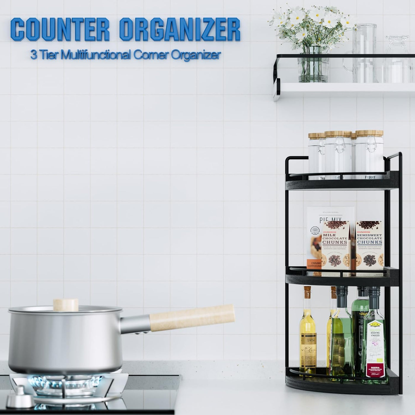 CeleVista Organizador de esquina para encimera de baño, estante de...