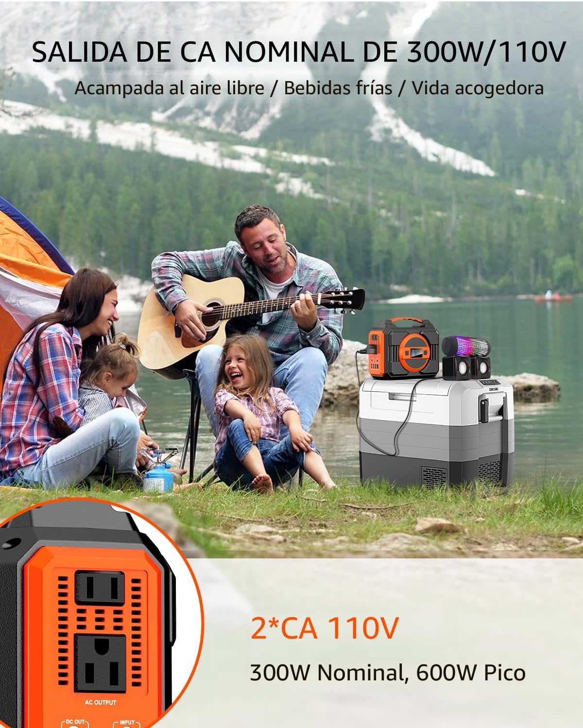 Generador solar portátil, central eléctrica portátil de 300 W con p...