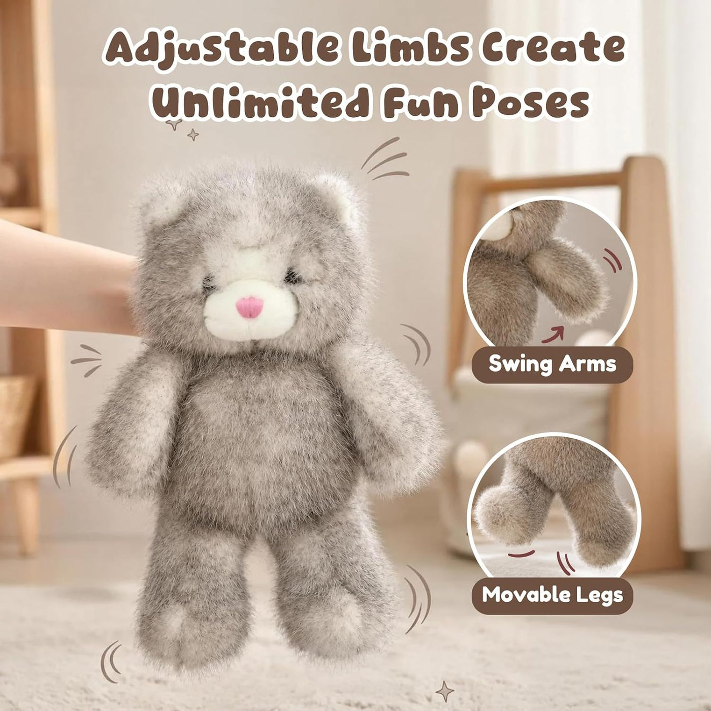 Cudhug Juguete interactivo de peluche de gato suave de 15.7 pulgada...