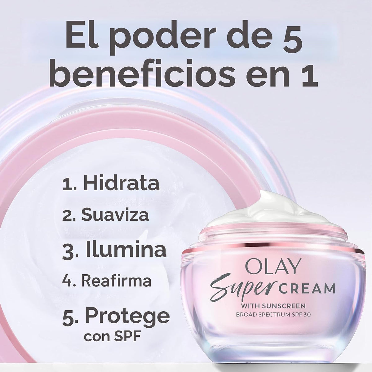 Olay Crema Súper con Protector Solar SPF 30, Tamaño de Prueba, Hidr...