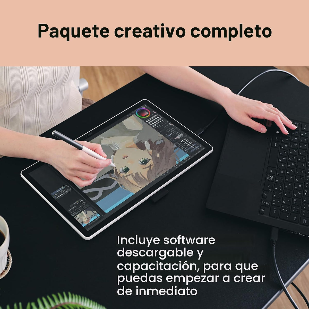 Wacom One 14, tableta de dibujo con pantalla y bolígrafo laminados...