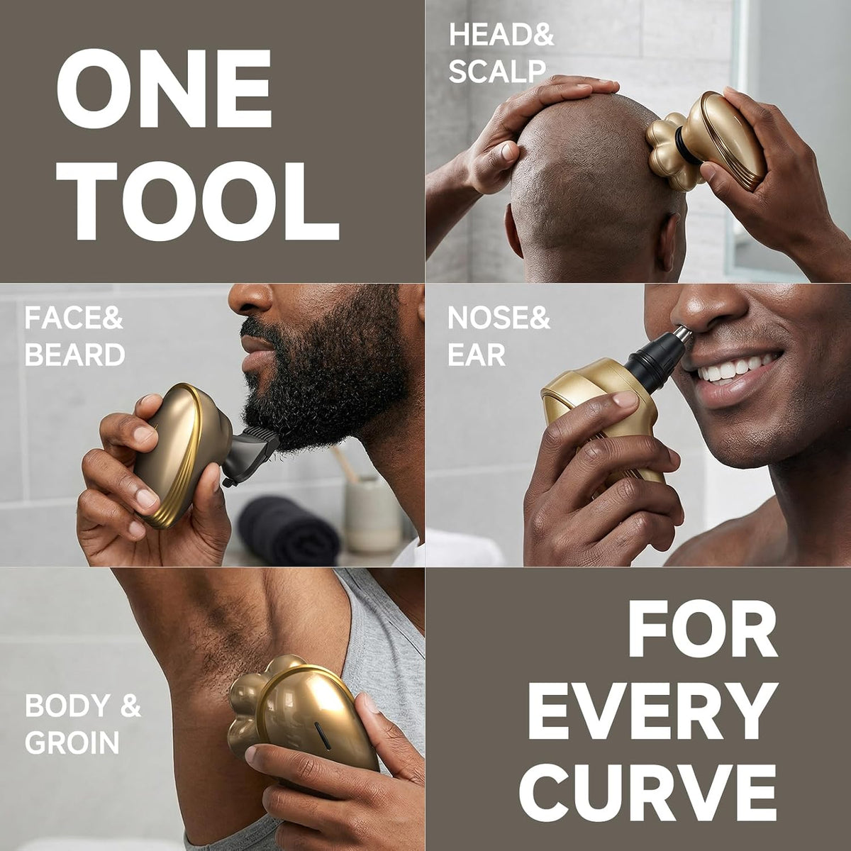 Afeitadora de cabeza 5 en 1 para hombres calvos, afeitadora girator...