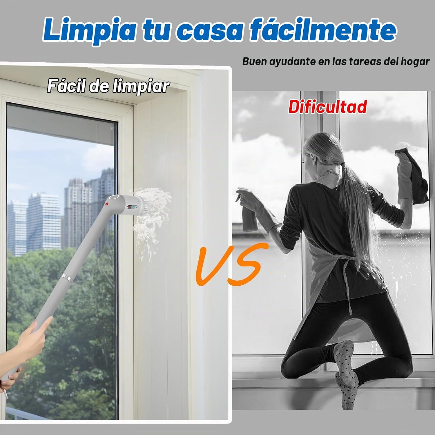Limpiador eléctrico giratorio, cepillo limpiador de baño con cuerpo completo IPX7 impermeable, limpiador de ducha con mango largo, cepillo de limpieza eléctrica con 9 cabezales de cepillo, limpiador inalámbrico para cocina, bañera, azulejos, galss, suelo