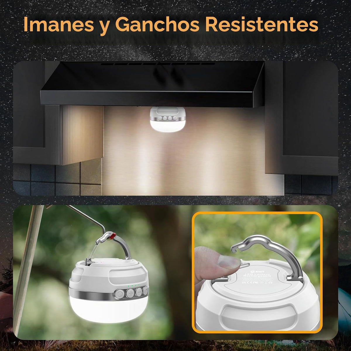 ZMNT Linterna de Camping LED Recargable 1400LM, Hasta 420H de Tiemp...