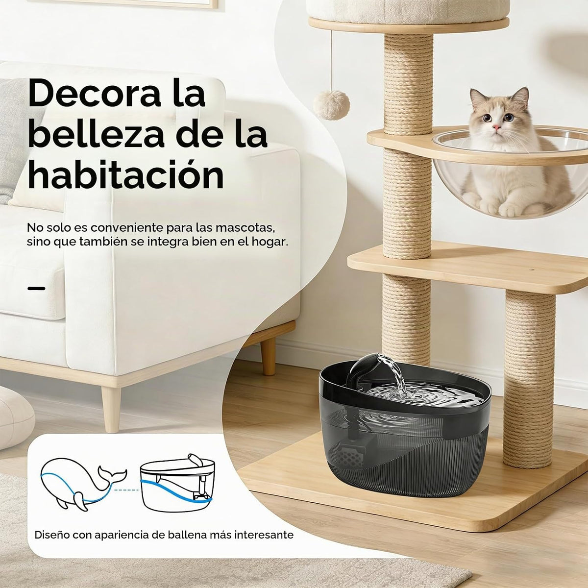 Delightpaw Fuente de agua para gatos, 74 oz\/2.2 L, fuente de agua...