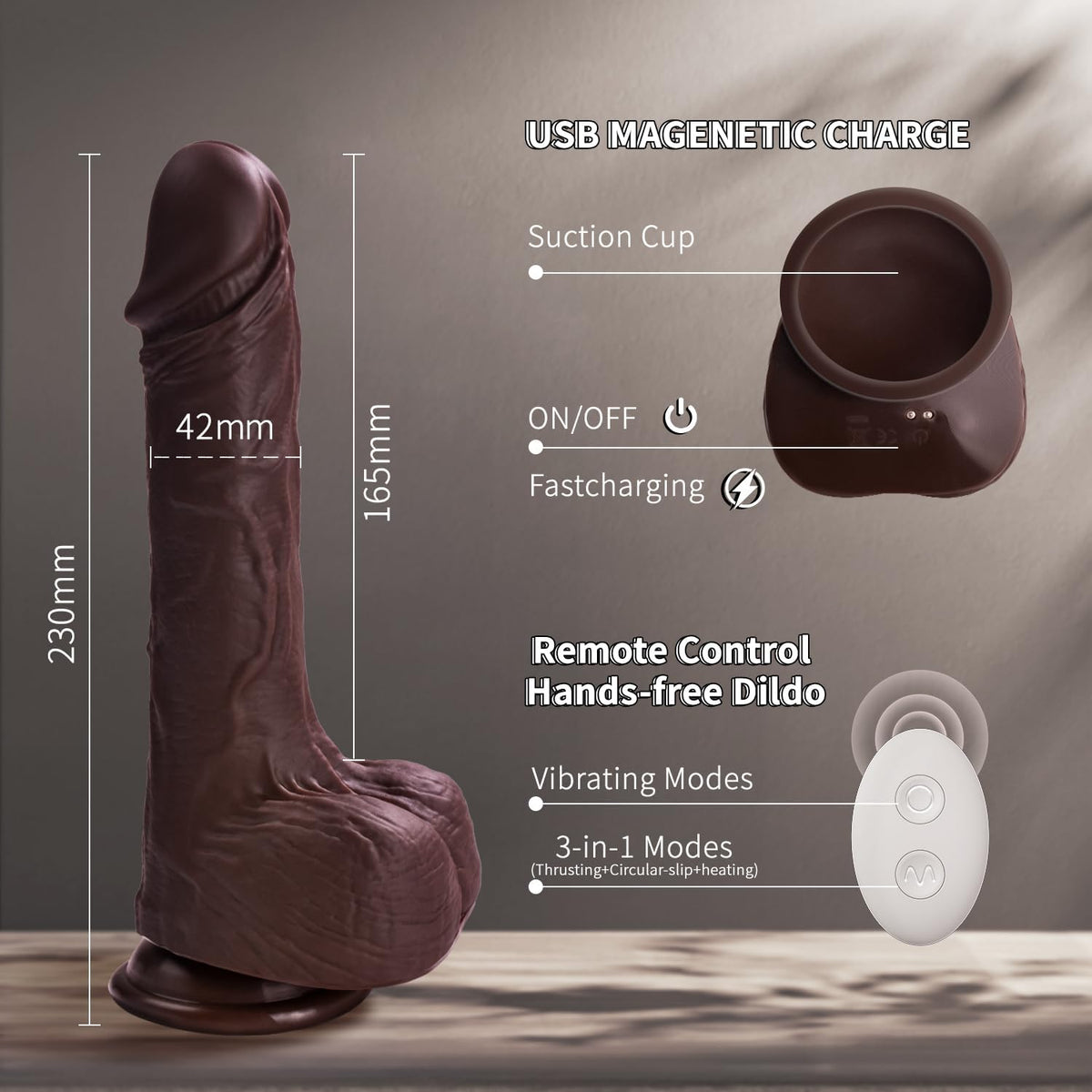 Consolador Vibrador de Empuje Realista Juguetes Sexuales para Mujer...