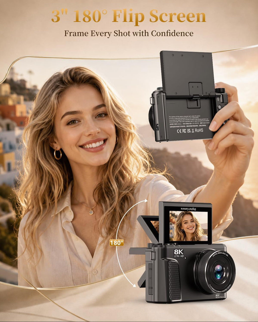 Cámara digital 8K, cámara de enfoque automático de 88MP para princi...