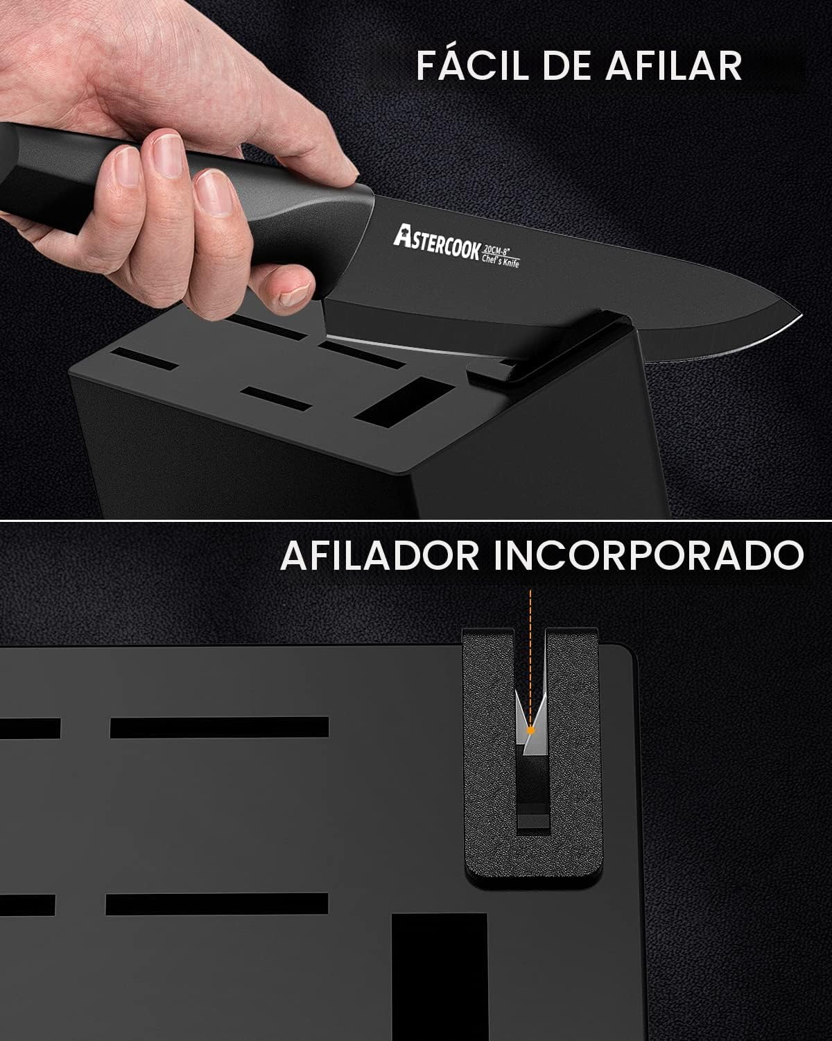 Astercook - Juego de cuchillos de cocina, juego de cuchillos con bl...